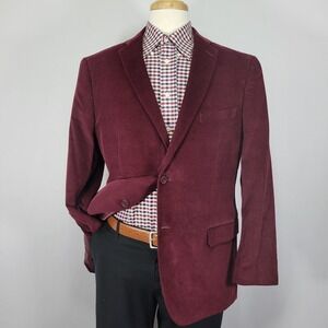 Adolfo Men's‎ Sport Coat Blazer Two Button Corduroy Dark Maroon Cotton Size 44R